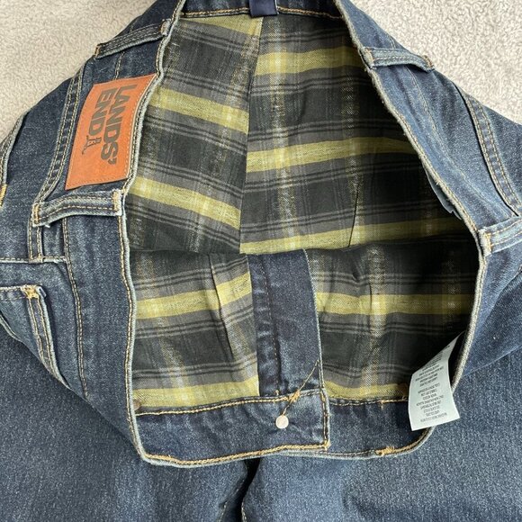 Lands' End Men's 40x32 Straight Leg Denim Jeans Flannel Plaid Lined - Picture 6 of 7